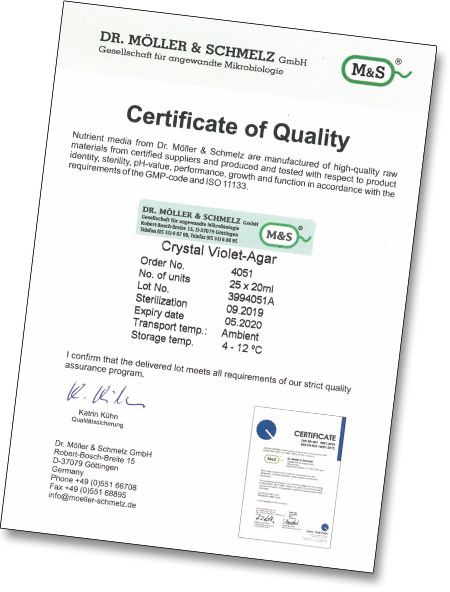 Certificate Nutrient Agar